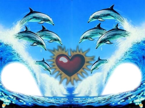 dauphin coeur vague Photo frame effect