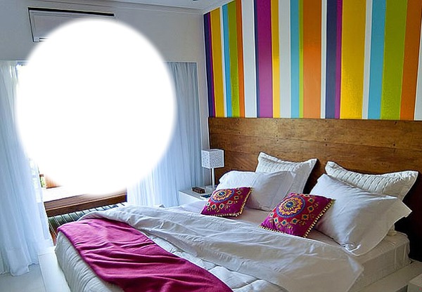 Colorful bedroom love 1 oval Fotomontasje