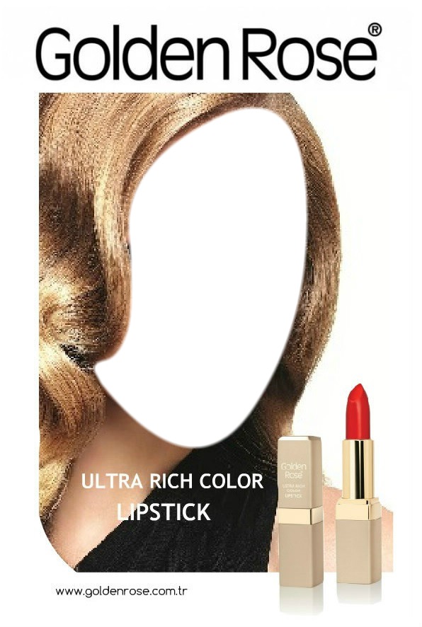 Golden Rose Ultra Rich Color Ruj Afiş Sahne Kız Yüzü Montage photo