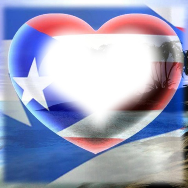 bandera de puerto tico en corazon Fotomontaža