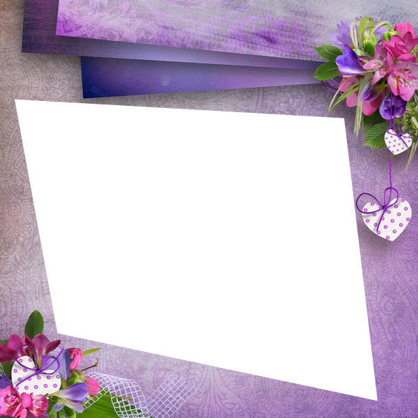 cadre violet fleurie petit coeur Montage photo