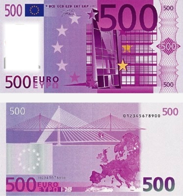 500 euros Photo frame effect
