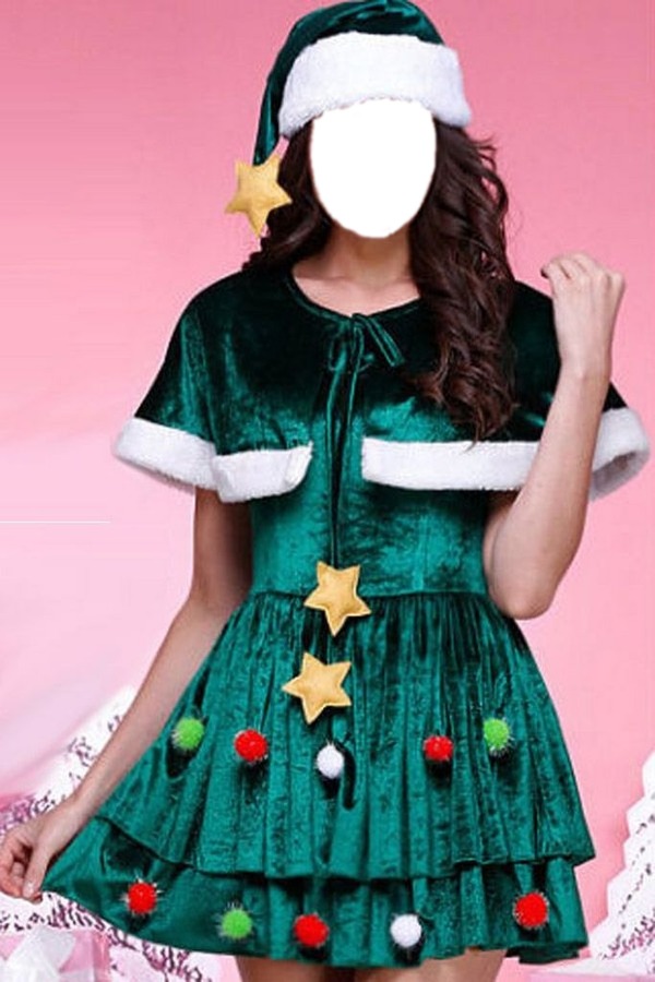 Christmas Tree Dress "Face" Fotomontasje