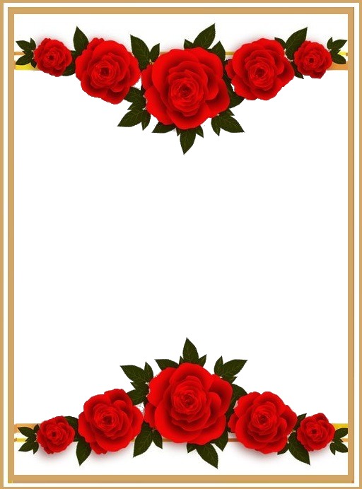 marco y rosas rojas. Fotomontaggio