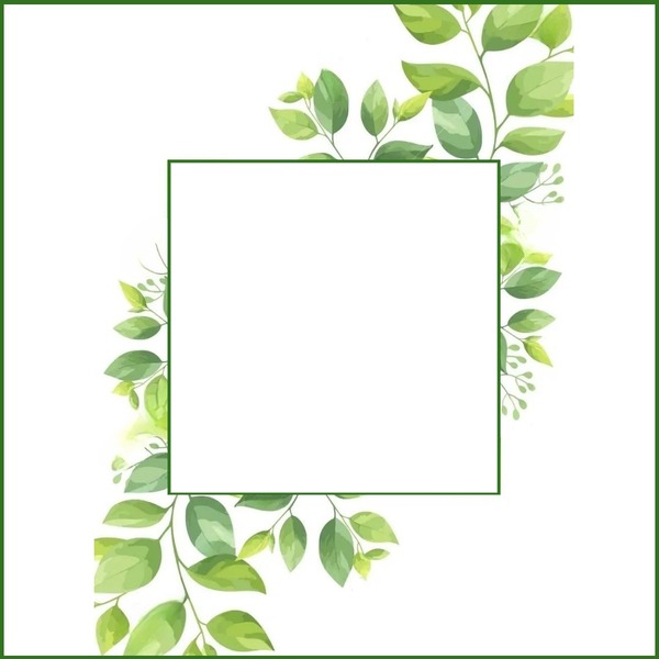 marco y hojas verdes. Montaje fotografico