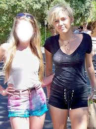 Miley con fan Fotomontaža