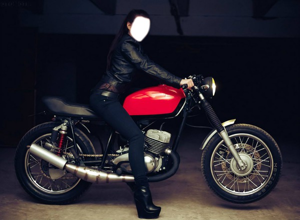 femme moto vintage Фотомонтаж