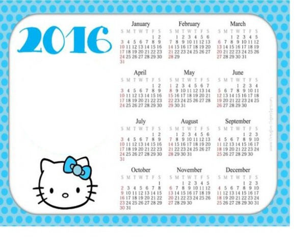 2016 Hello Kitty Calendar Fotomontaż