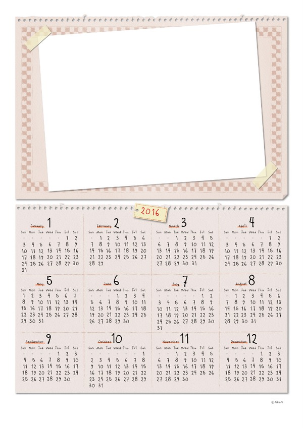 calendrier 2016 Photo frame effect