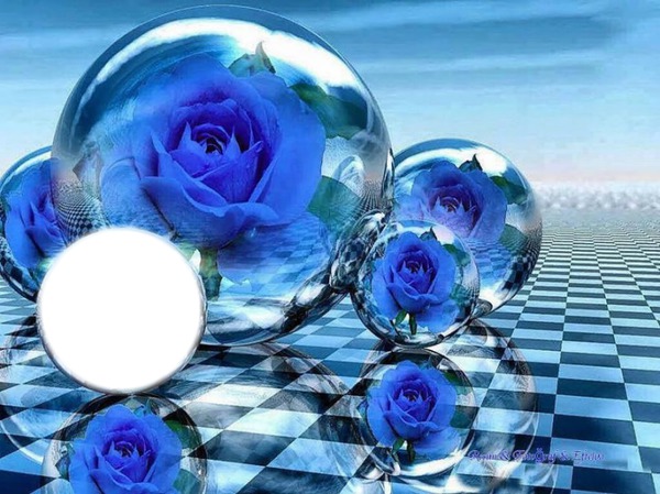 rosas en bolas de cristal Montaje fotografico