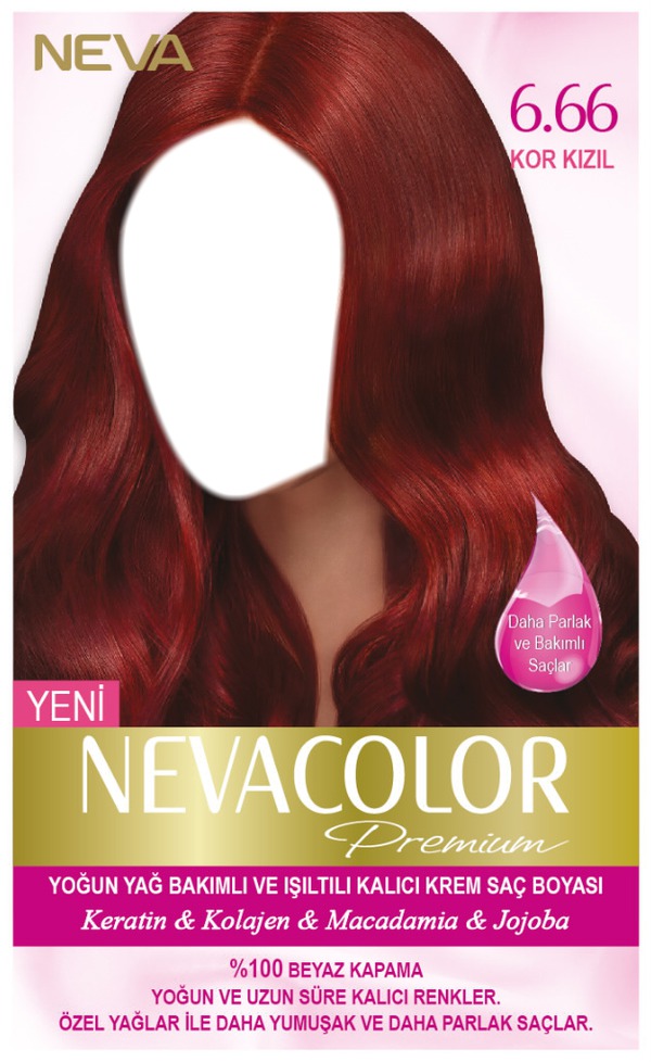 Nevacolor Premium Kalıcı Krem Saç Boyası Seti 6.66 Kor Kızıl Fotomontaggio