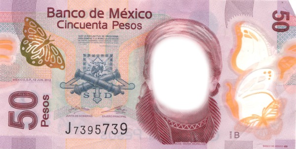 50 pesos mexicanos Photo frame effect