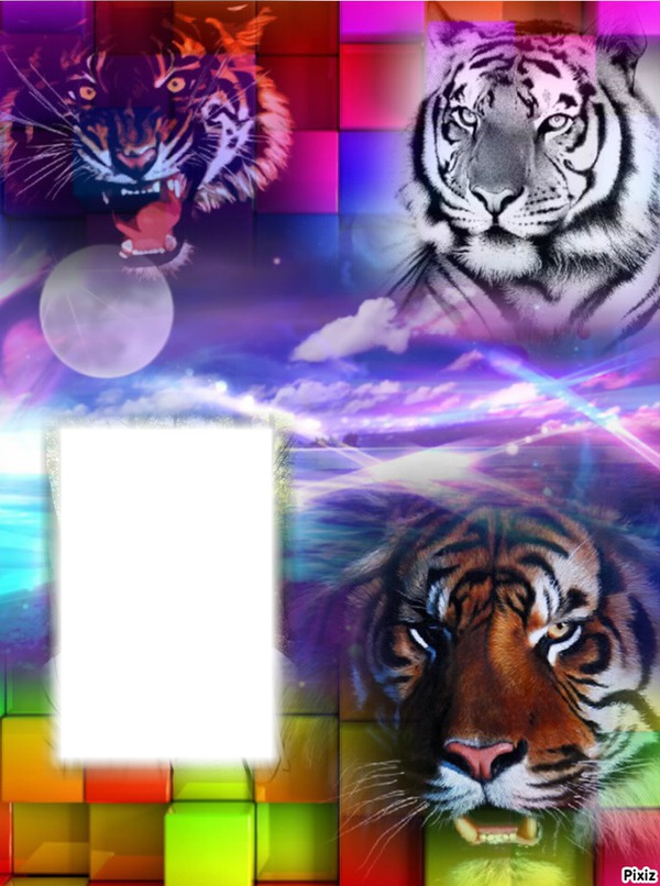 "fantasy met tijgers" Photomontage