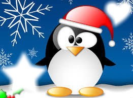 Pinguino en navidad Montaje fotografico