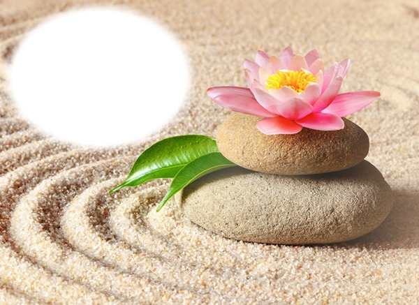 Zen - sable - pierres - lotus Photomontage