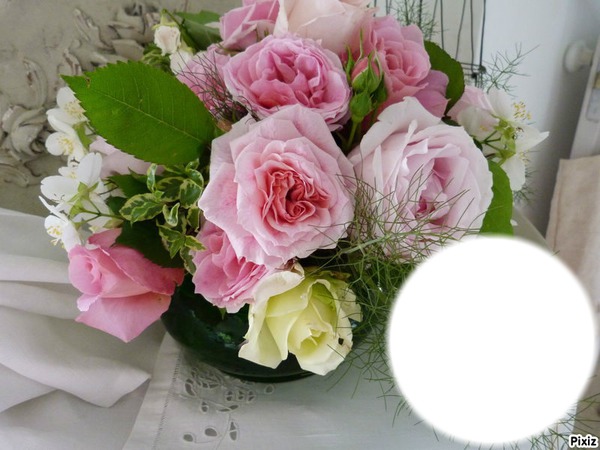 bouquet romantique Photo frame effect
