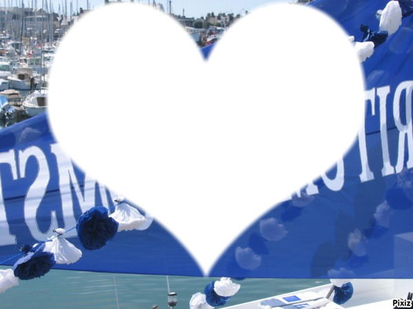 un coeur sur une banderole bleu フォトモンタージュ