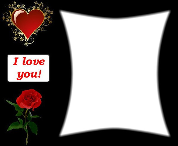 I love you rose heart Photo frame effect