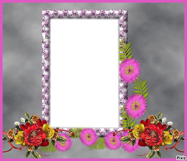 cadre fleurs Photomontage