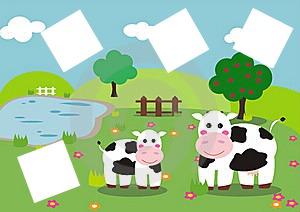 vacas en la granja Фотомонтаж