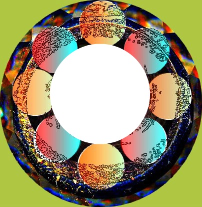cadre rond boules de cristal -une photo Fotomontaggio