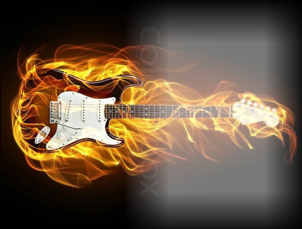 gitarre in flammen Photo frame effect