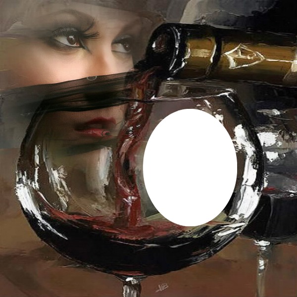 1 photo dans un verre de vin Fotomontaggio