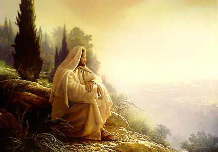 jesus en el monte de los olivos Fotomontaggio