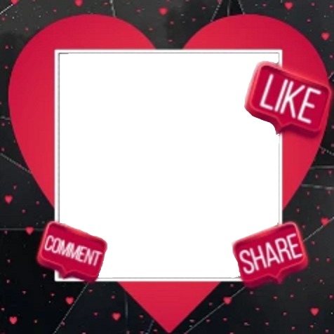 corazón, like, share. Fotomontage