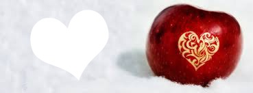 1 photo avec fond pomme dans la neige Valokuvamontaasi