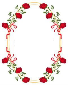 cadre ovale avec des roses rouge Φωτομοντάζ