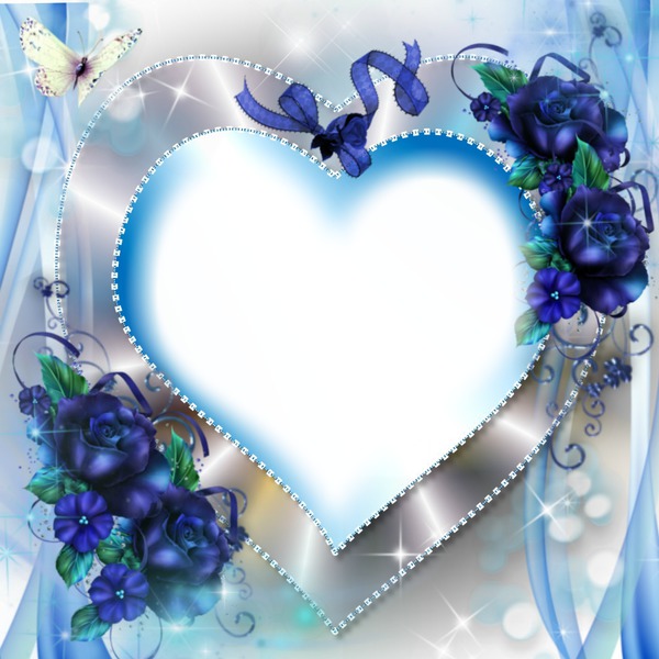 Coeur fond bleu Fotomontaż