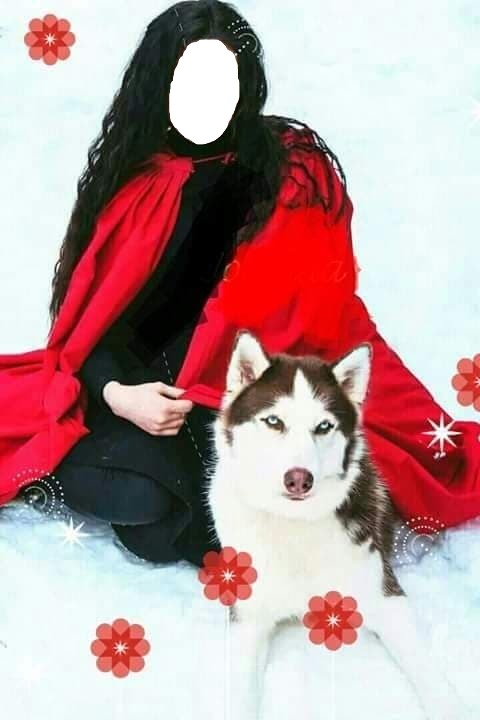 renewilly lobo y chica de rojo Fotomontaža