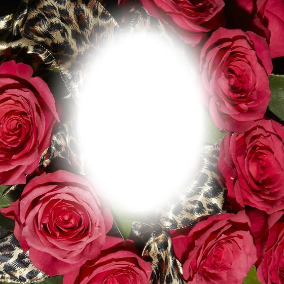 roses in leopard Photo frame effect
