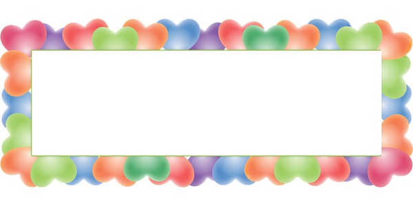 1 cadre rectangle avec des coeurs multicolores Fotomontage