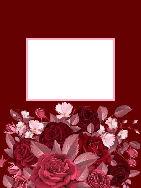 marco y rosas guinda. Fotomontáž