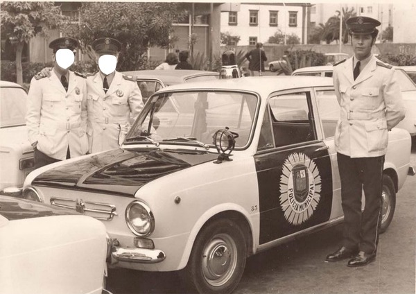 coche de policia antiguo Fotomontáž