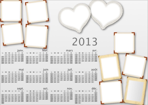 Calendrier 2013 Cadre Photo Photo frame effect