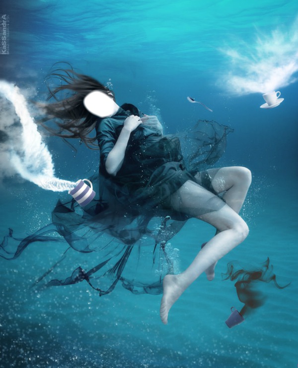 woman underwater01 Valokuvamontaasi