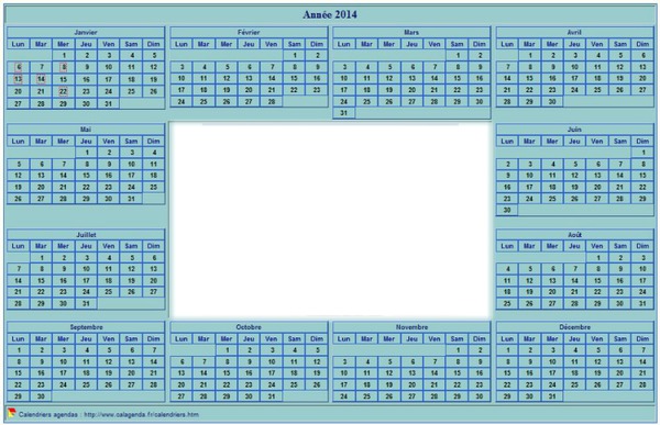 calendrier 2014 Photomontage