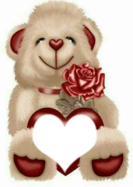 teddy bear & rose Montaje fotografico