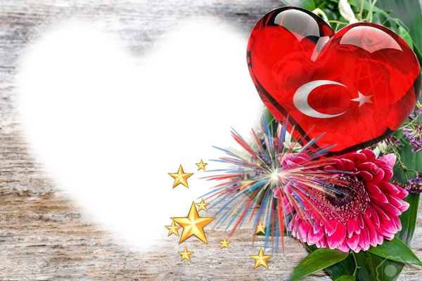 türk bayrağı. kalp Photo frame effect