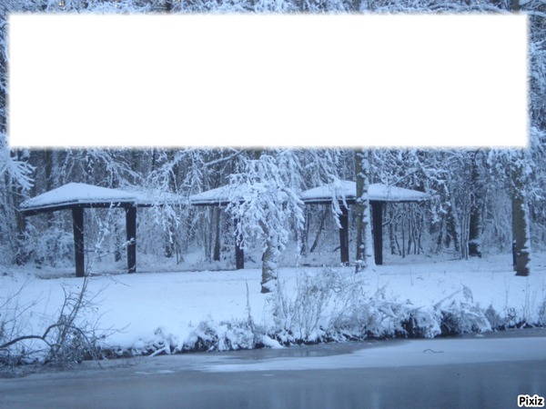 neige à l'étang Photo frame effect