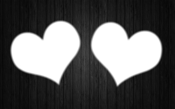 double coeur sur fond noir Photo frame effect