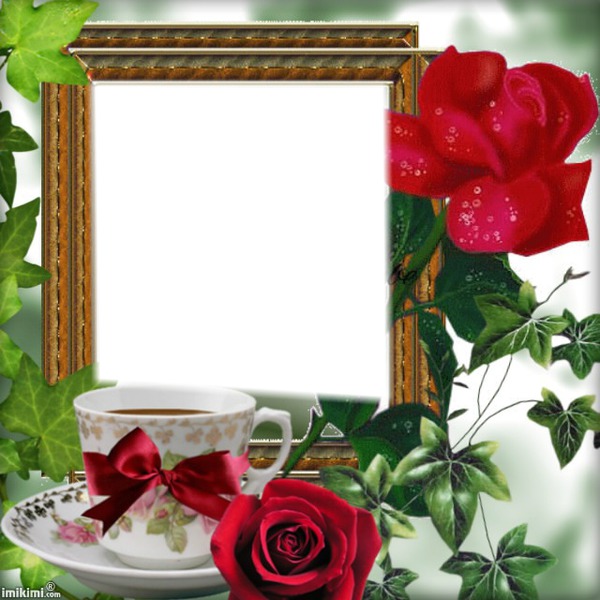Cadre tasse et roses Photo frame effect