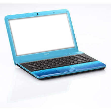 laptop azul Fotomontáž