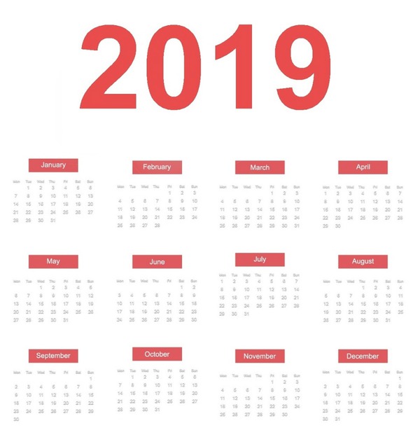 2019 calendar Fotoğraf editörü
