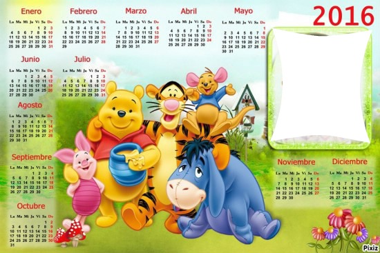 calendario de winnie the pooh 2016 Photo frame effect