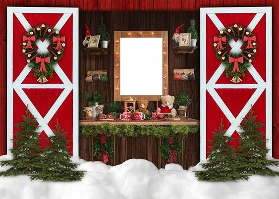 christmas barn Photo frame effect