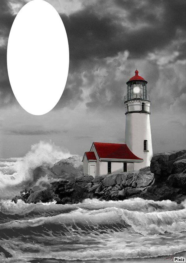 lighthoues in the storm Montaje fotografico